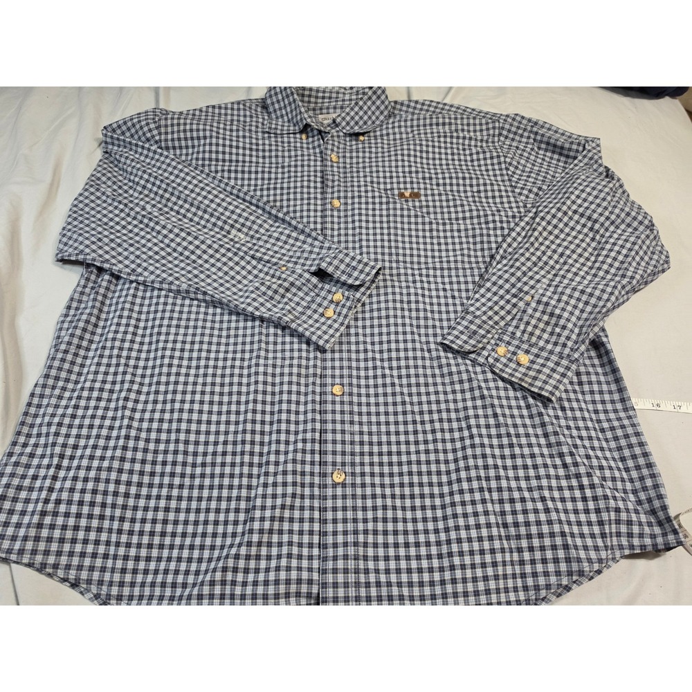 Carhartt Mens XL Navy Blue Plaid Long Sleeve Button Down Shirt S147NVY